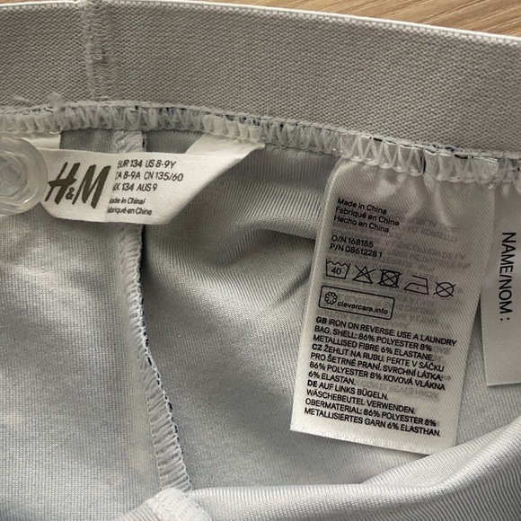 𝅺H&M Girls Gray Floral Glitter Legging 8-9 Y - Picture 3 of 4